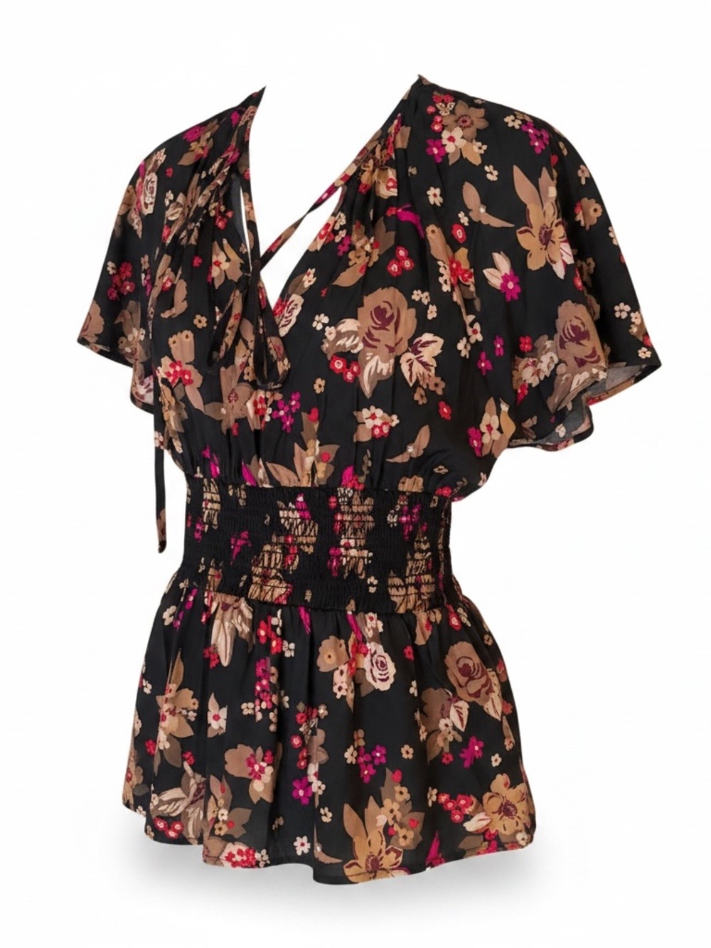kate spade Black Floral Maxi Dress with Pink and Beige Blooms - Picture 6 of 9